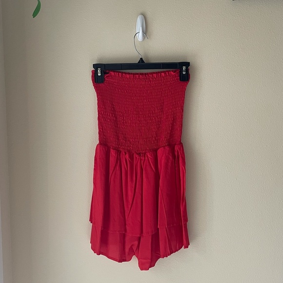 Nordstrom Red Strapless Smock Romper - Picture 4 of 12
